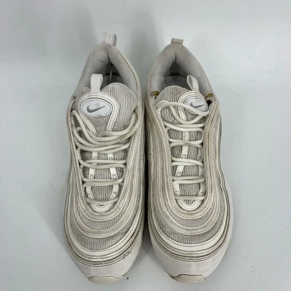 Nike Air Max 97 Shoes Size 9.5 Womens Triple White Platinum 921733-100 Sneaker